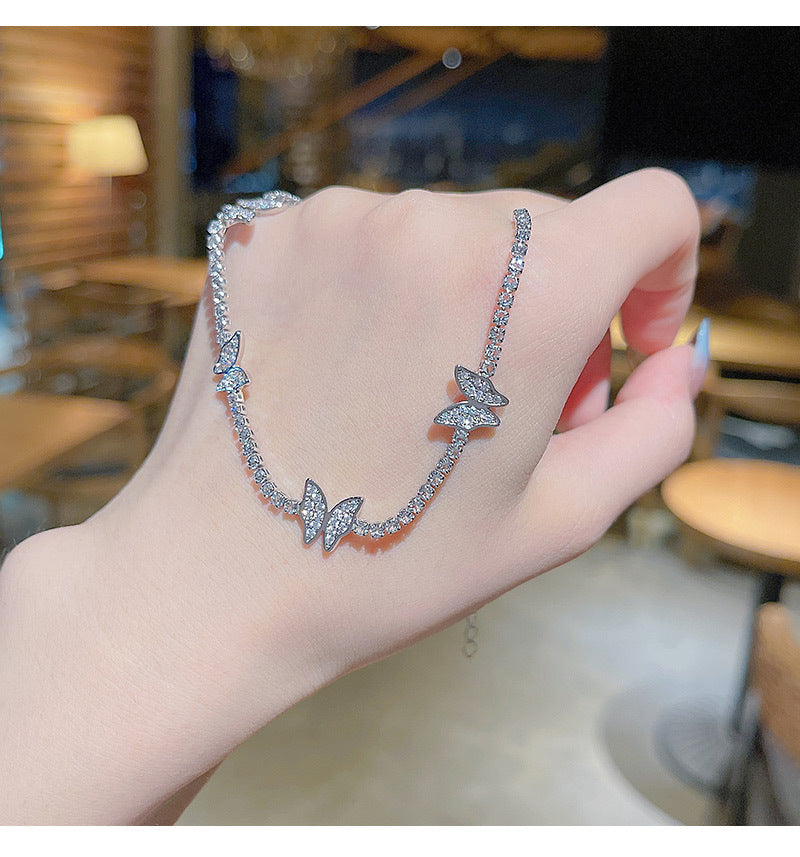 Full Diamond Butterfly Necklace Clambone Chain