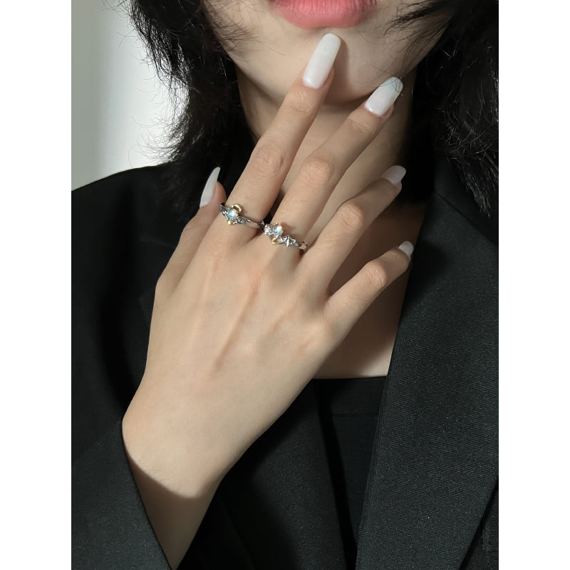 Angel Devil Couple Moonstone Ring