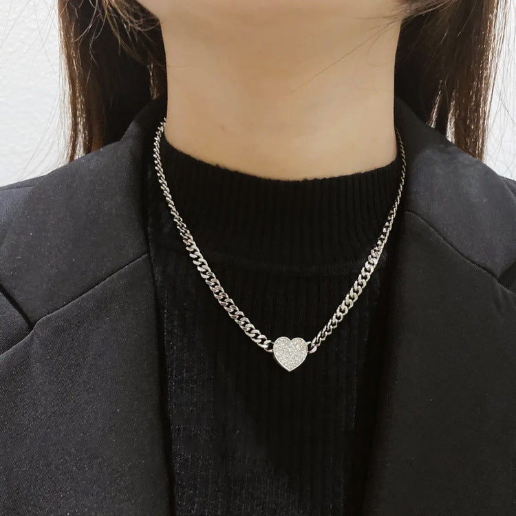 Magnet zircon metal love necklace female simple Joker temperament neck chain