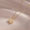 Rotating four-leaf clover necklace female