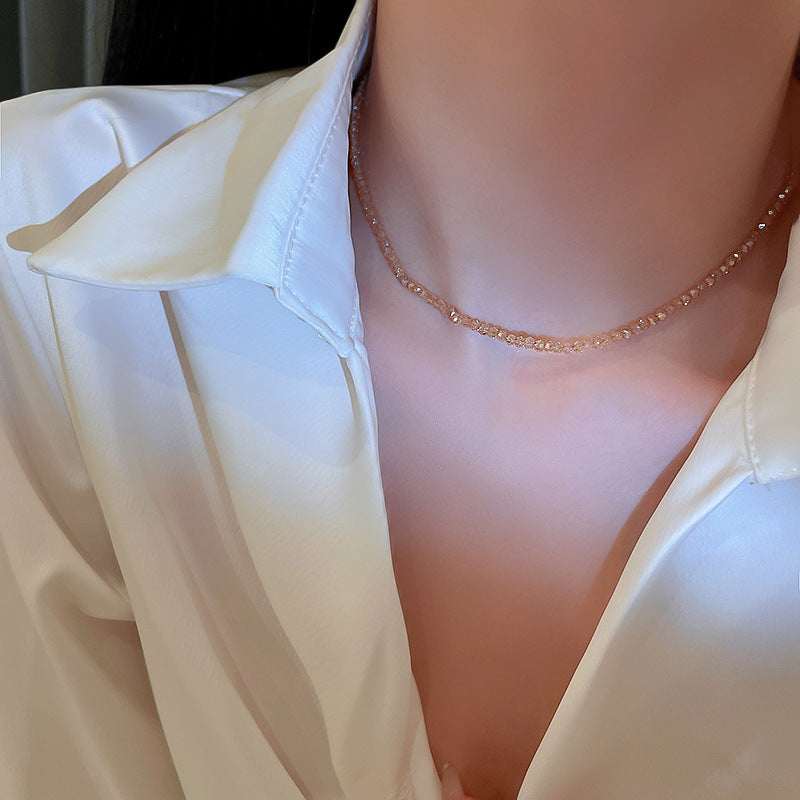 Crystal Necklace Neck Chain Clambone Chain Bracelet Ring Hanklet Set