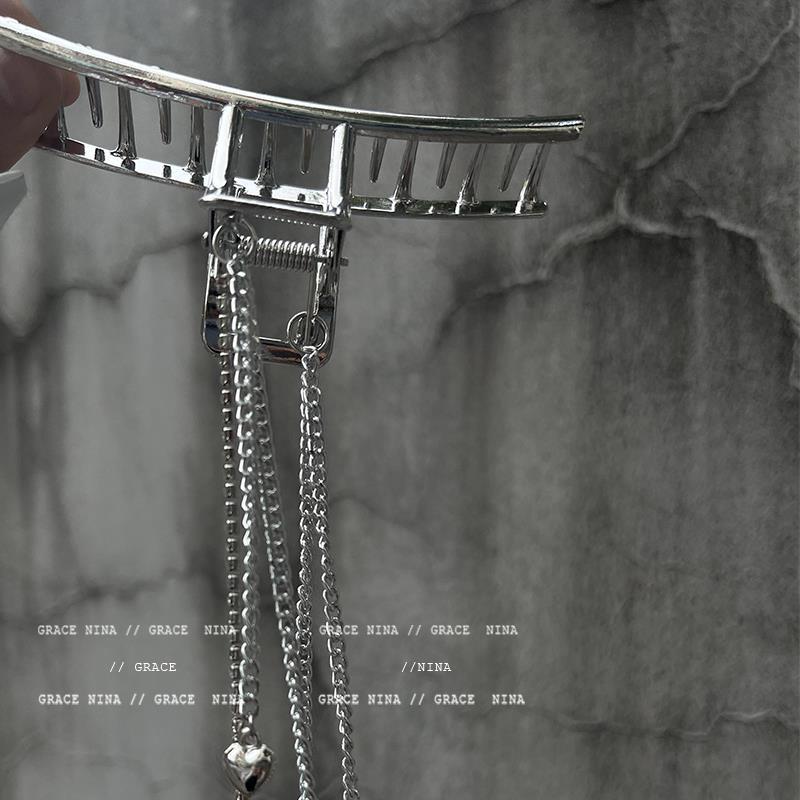 Clipe de fixação de cabeça para trás com grampo de cabelo de tubarão com franjas