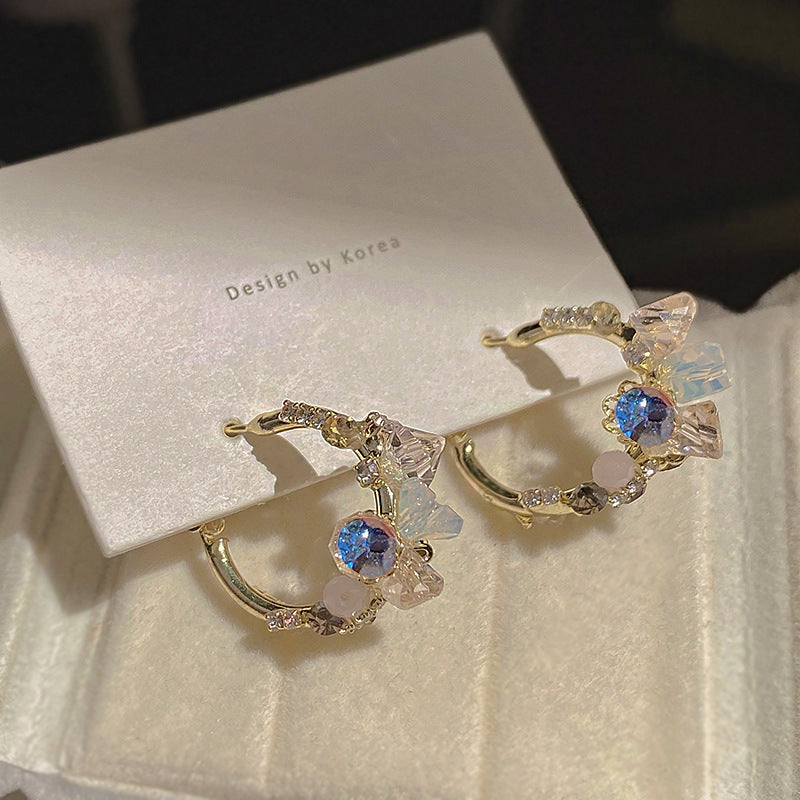 گوشواره گل کریستال لوکس سبک