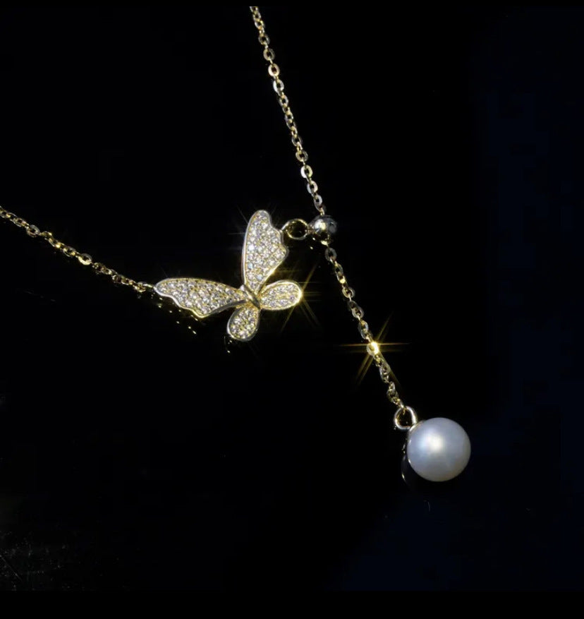 버터플라이 풀 네크리스 쇄골 체인