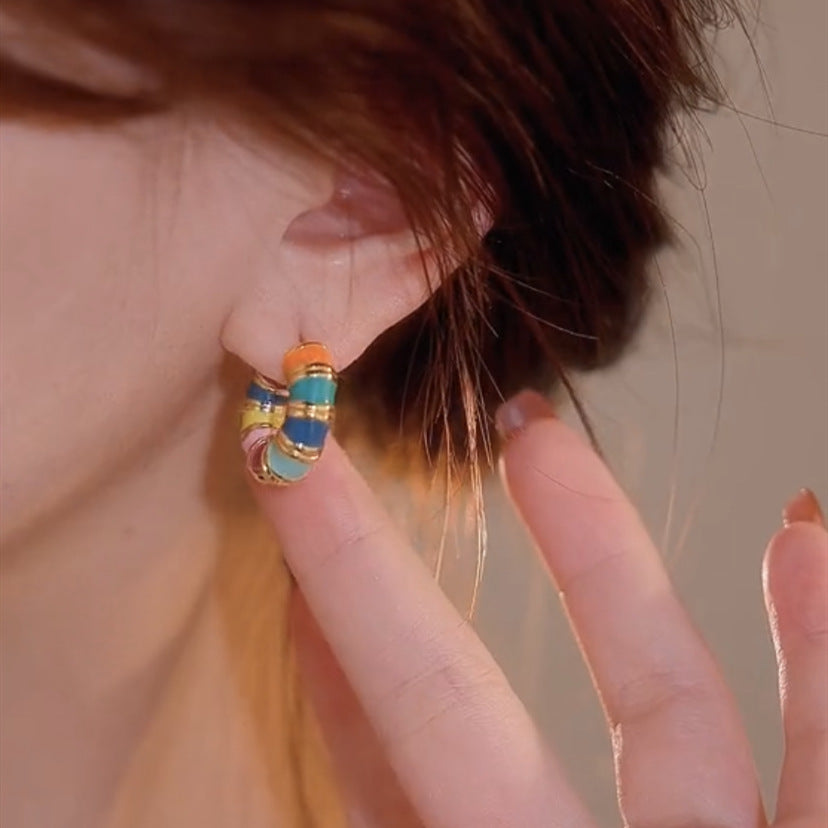 컬러 에나멜 드롭 글레이즈 이어링