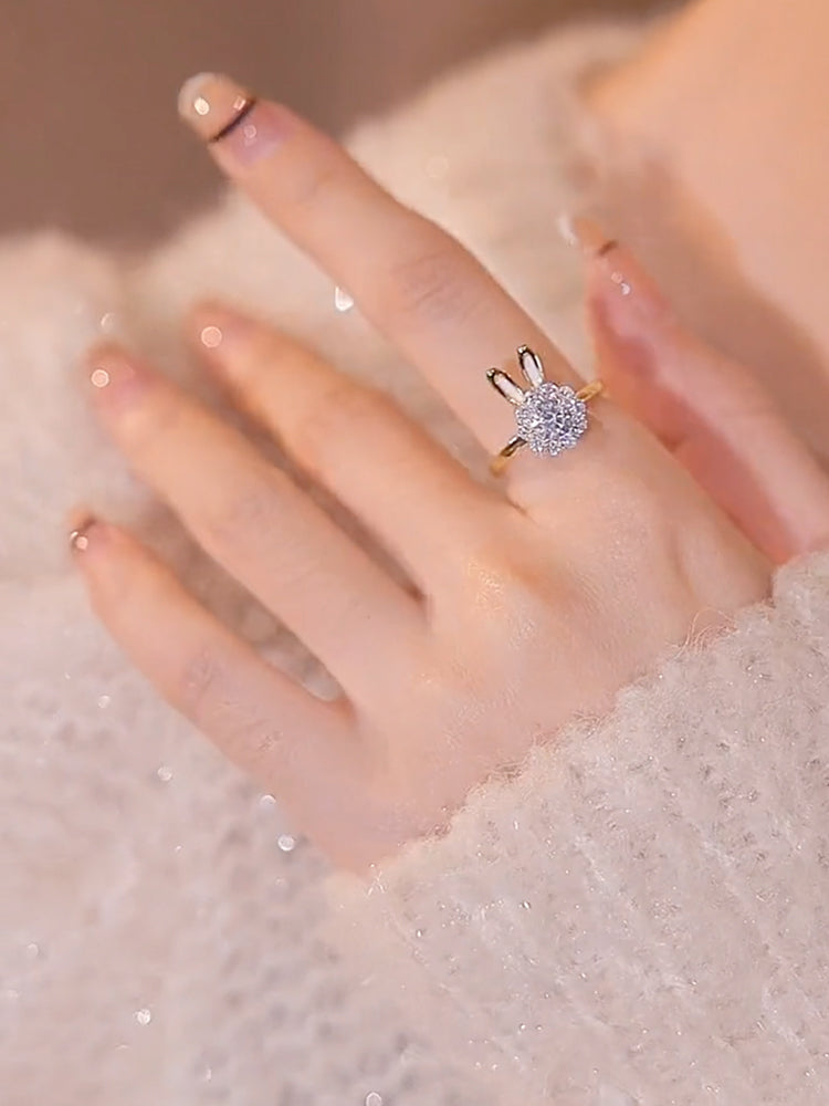 Nhẫn thỏ xoay dễ thương thông minh điều chỉnh ngón trỏ