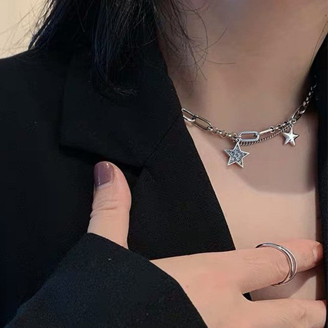 Smiley star necklace female