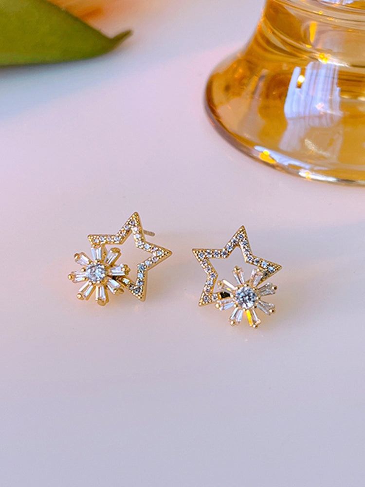 گوشواره میخی ستاره ای پنج ضلعی قابل چرخش