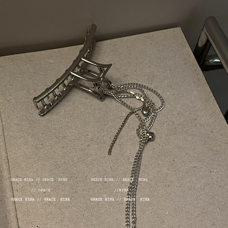 Clipe de fixação de cabeça para trás com grampo de cabelo de tubarão com franjas