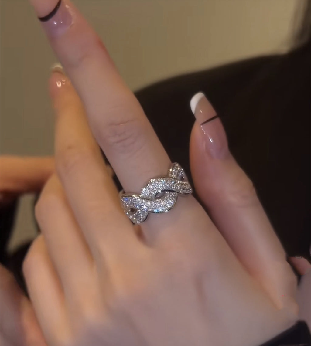 Cincin twist ring zirkon full berlian