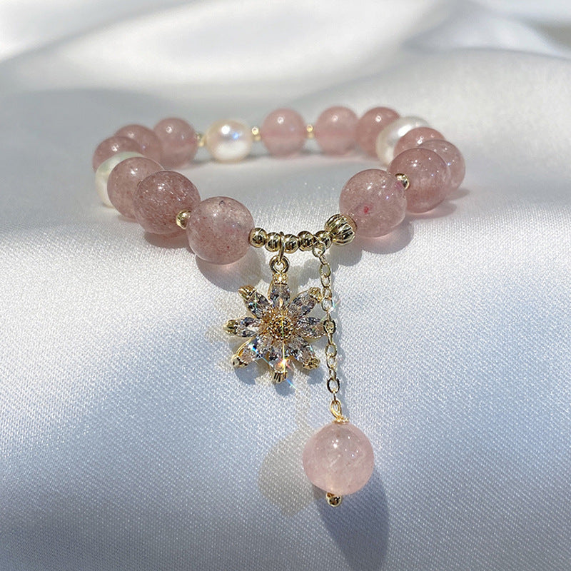 Pulseira de cristal de morango natural