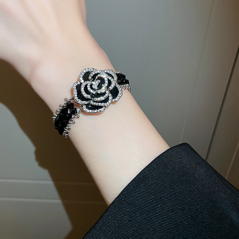 Diamond Drop Camellia Crystal Necklace