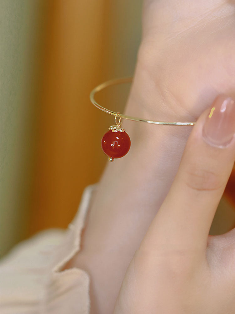 دستبند عقیق قرمز طبیعی لوبیا قرمز