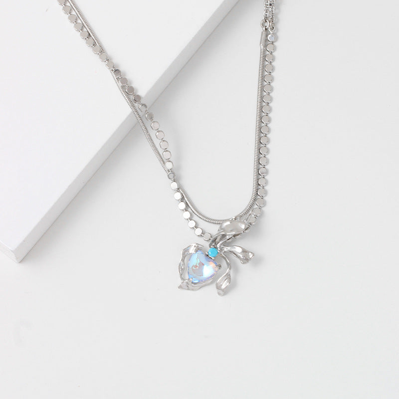 Minor Design Moonstone Kalung Liontin Joker Panjang Berbentuk Hati