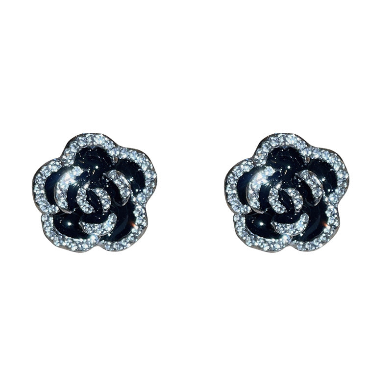 Diamond Drop Camellia Crystal Necklace