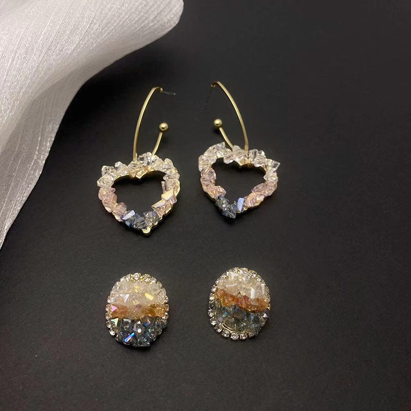 گوشواره قلاب گوش بلند هلویی توخالی قلب شکل