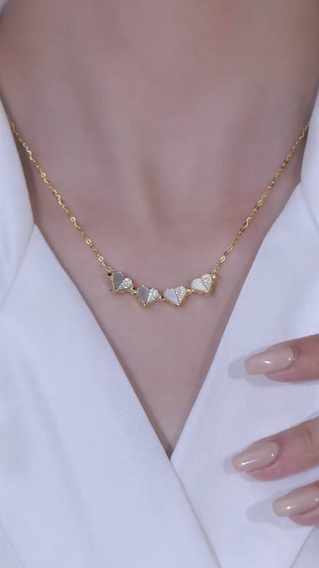 گردنبند چهاربرگ مغناطیسی نقره 925 زنجیر ترقوه زنانه