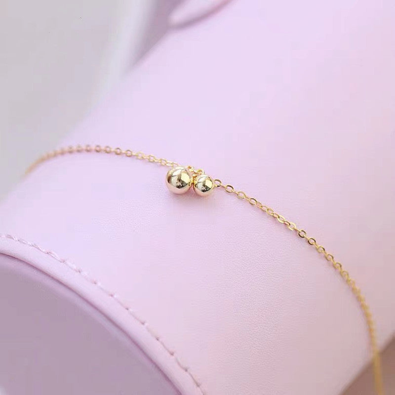 S925 sterling silver cute round bead anklet