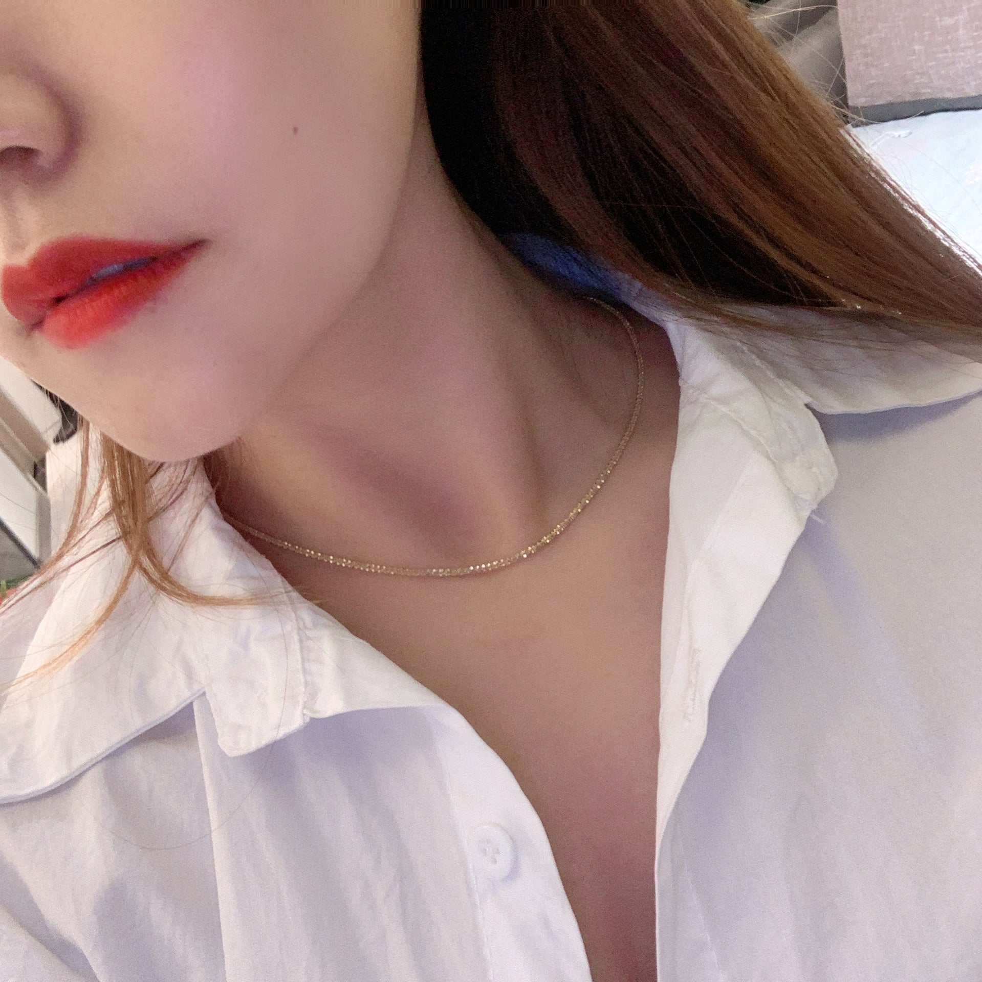 Kalung Gemerlap Riak Air Perak S925 Wanita