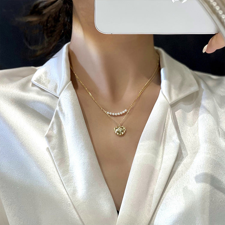 Double Love Pendant Clavicle Chain Necklace