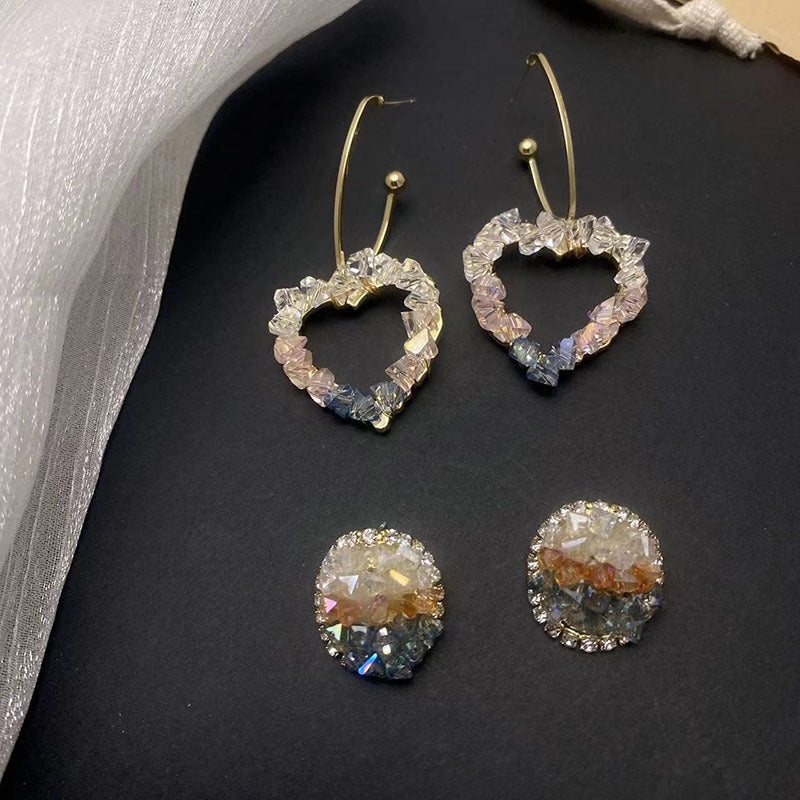 گوشواره قلاب گوش بلند هلویی توخالی قلب شکل