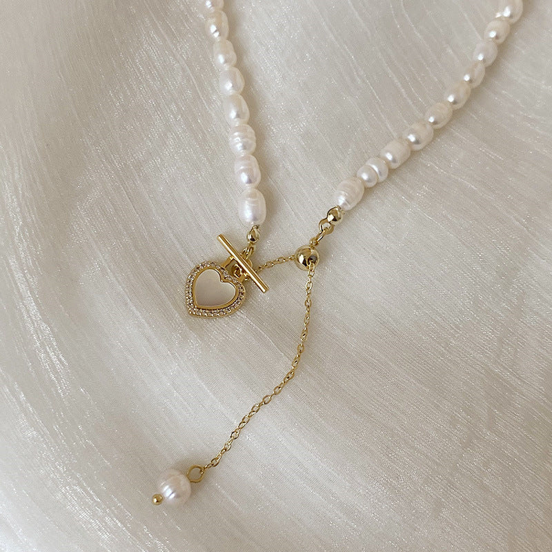 French gentle natural  love shell necklace female