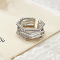 Stack zircon hexagonal geometric ring