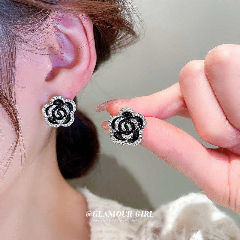 Diamond Drop Camellia Crystal Necklace