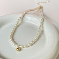 Baroque natural imitation pearl golden little golden bean neck chain