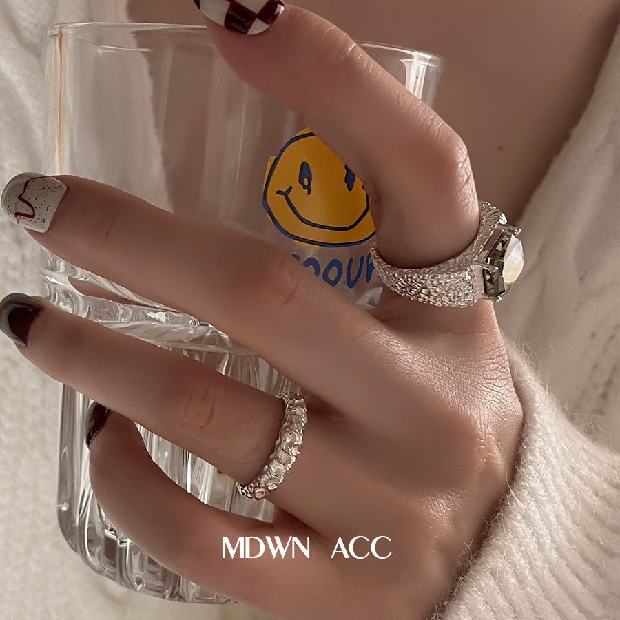 Nhẫn dung nham bạc S925 Vòng mở Hip Hop Finger Ring