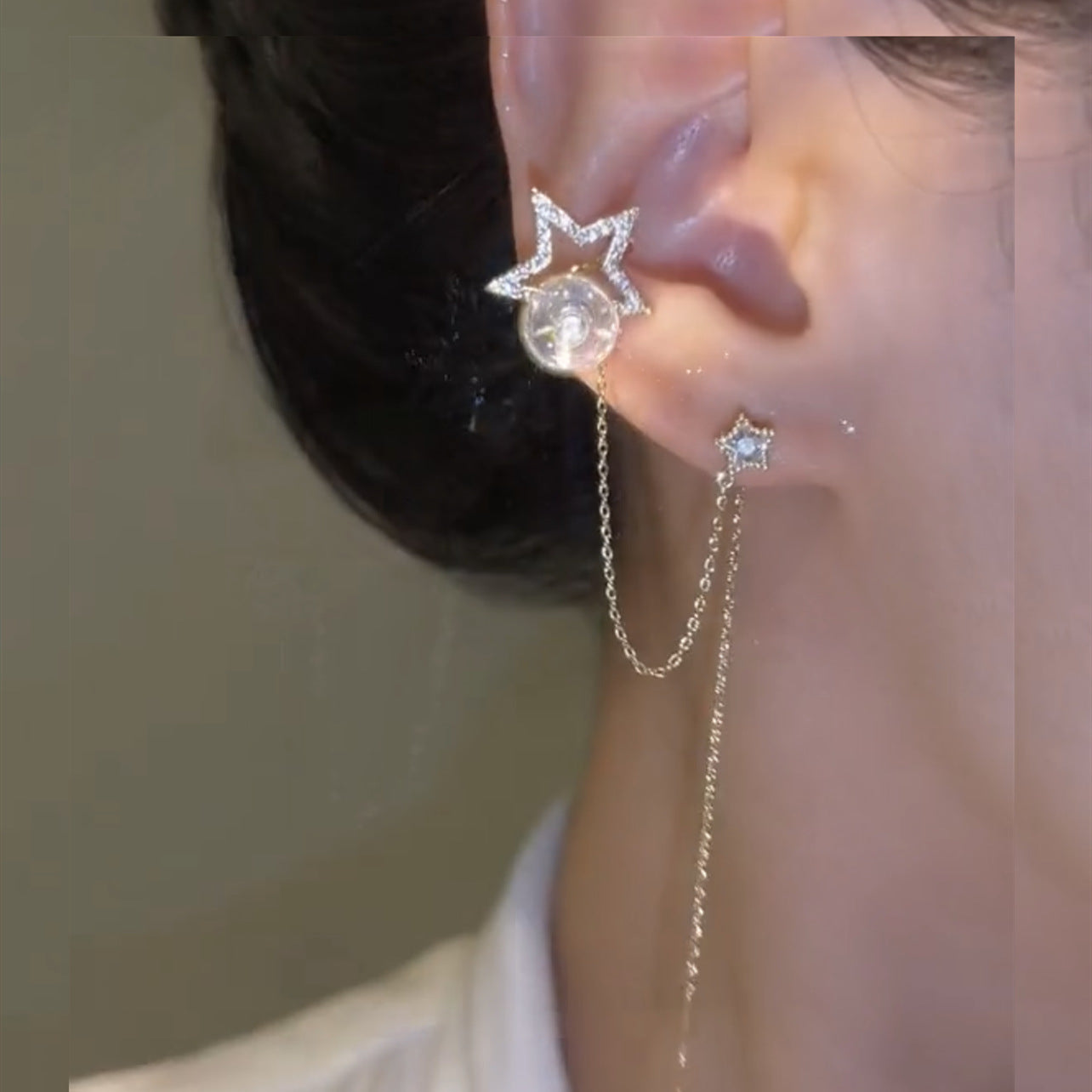 گیره استخوان گوش ستاره دوار کامل الماسی نفیس