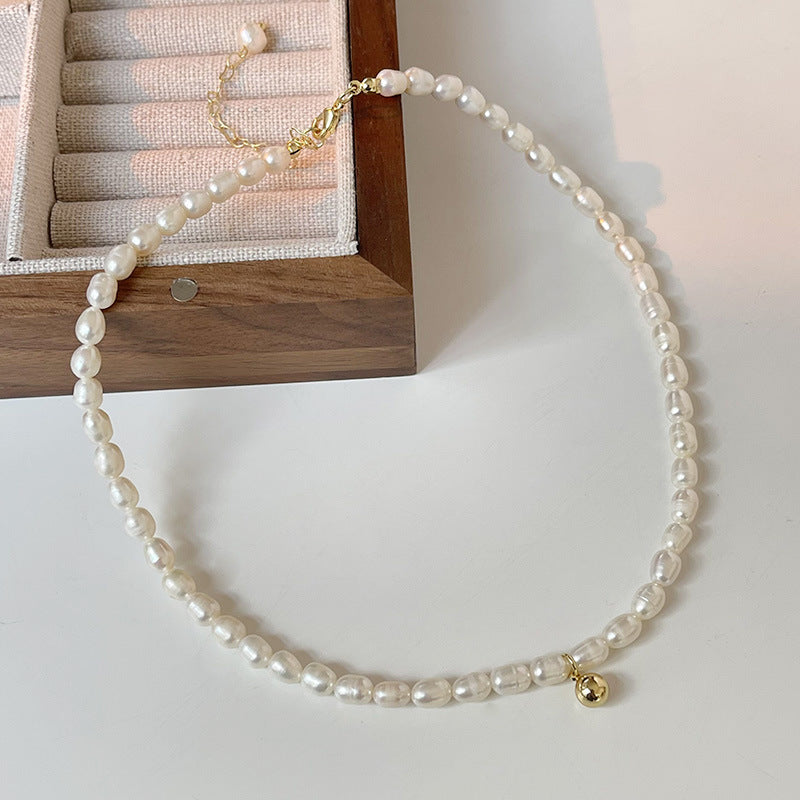 바로크 천연 모조 진주 황금 작은 황금 콩 목 체인