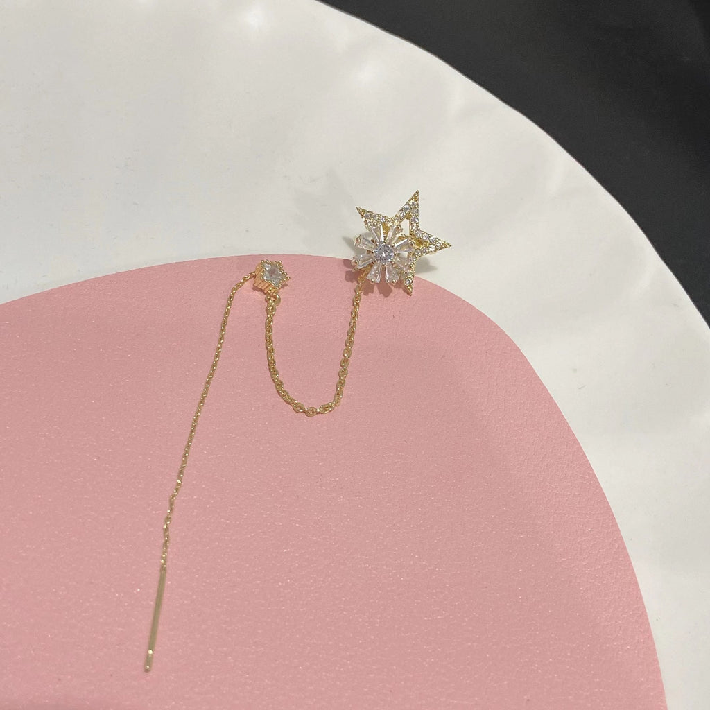 Exquisite full diamond zircon rotating star ear bone clip