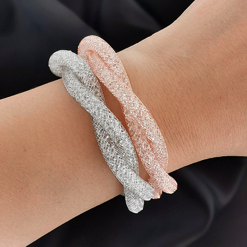 ক্রিস্টাল মেশ ডাবল উইন্ডিং ব্রেসলেট