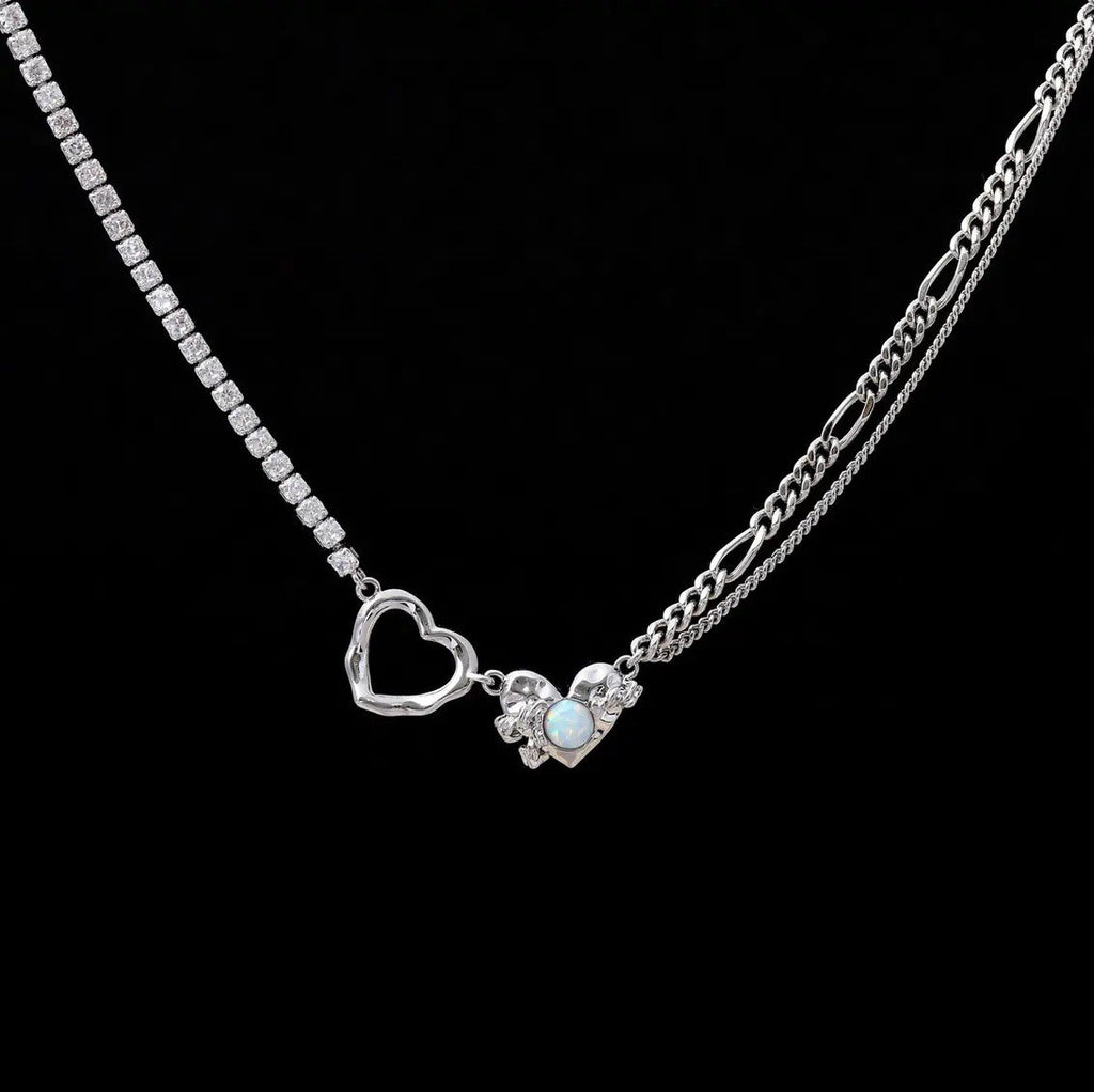 ডাবল লাভ নেকলেস মাইনর ডিজাইনের মিষ্টি এবং শীতল মশলা গার্ল ক্ল্যাভিকল চেইন