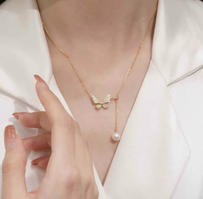 버터플라이 풀 네크리스 쇄골 체인