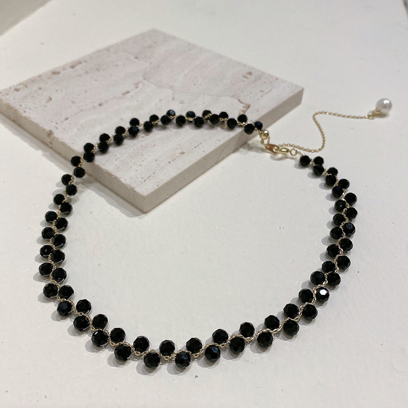 Cold Black White Stone Neck Chain Bracelet