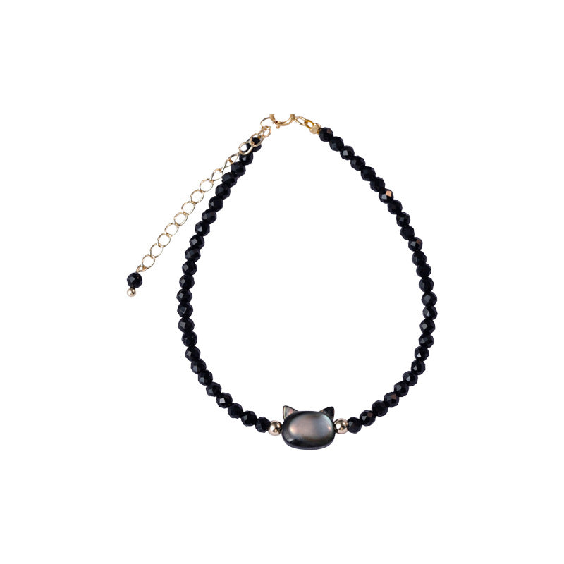 블랙 크리스탈 샤오 마오 헤드 목걸이 팔찌
