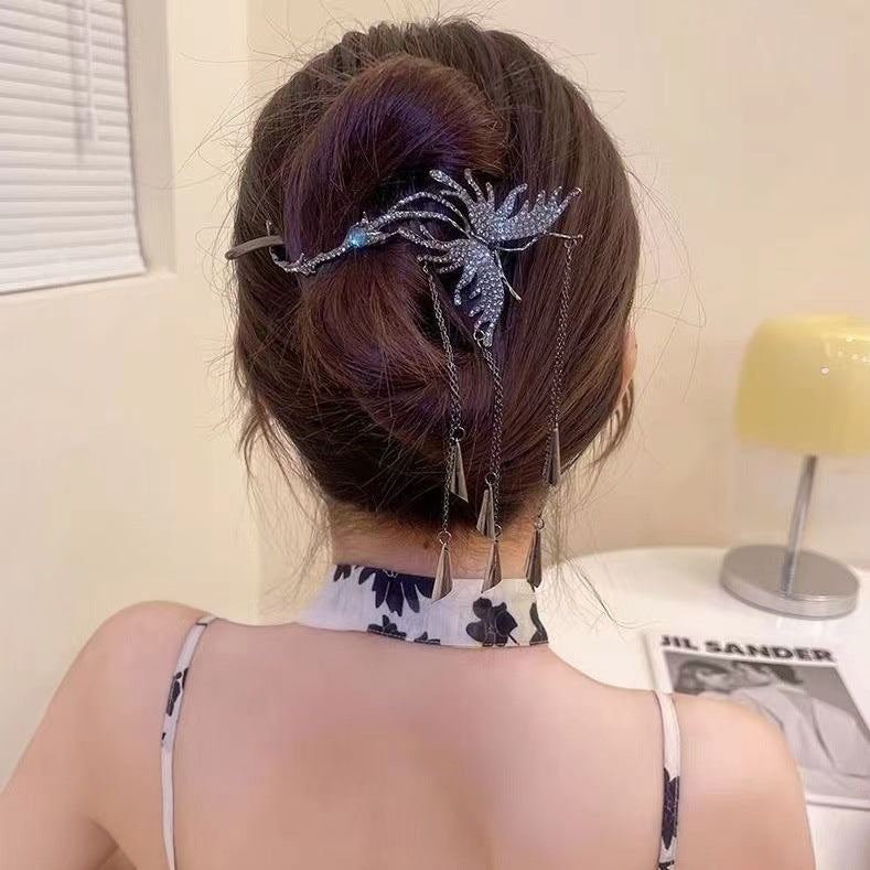 Butterfly tassel hairpin