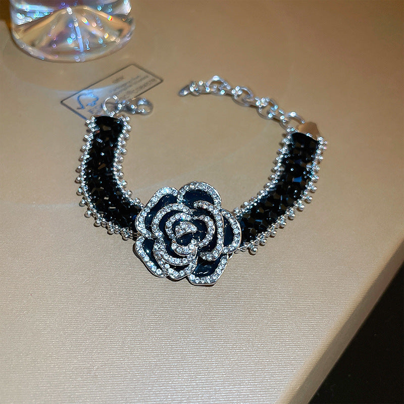 Diamond Drop Camellia Crystal Necklace