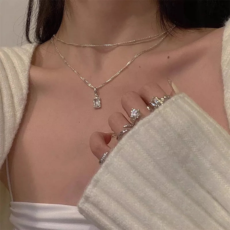 مربع ڈرل ڈبل ہنسلی چین پرتدار ہار