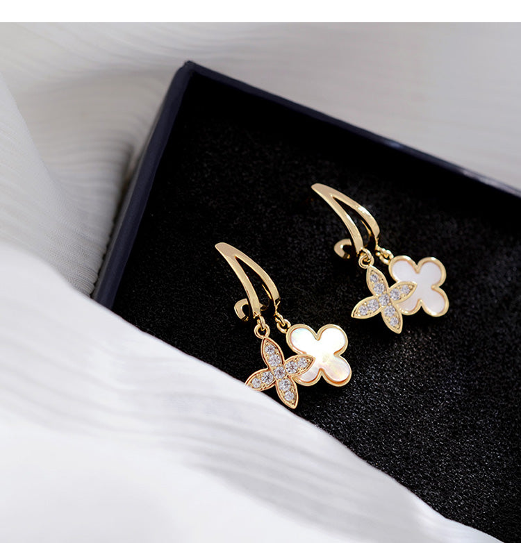 별 귀걸이 Fritillaria 네잎 귀걸이 귀걸이