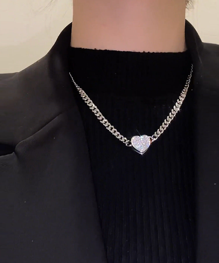 Magnet zircon metal love necklace female simple Joker temperament neck chain