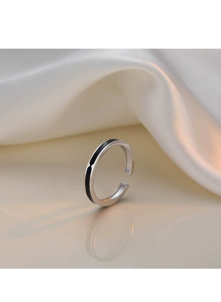 블랙 링 여성 디자인 틈새 오프닝 링 여성 패션 개성 실버 링 2022 새로운 트렌드
