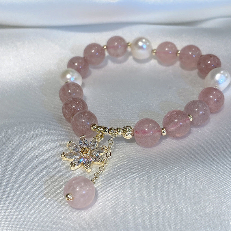 Pulseira de cristal de morango natural