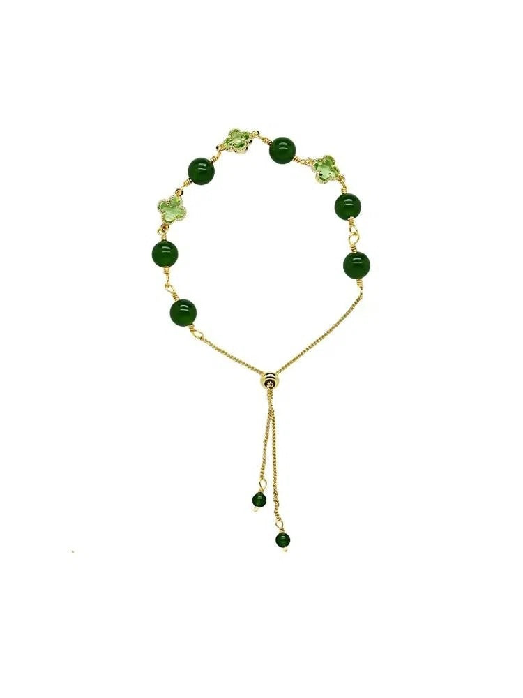 Four-leaf clover green pith bracelet