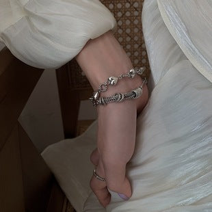 Retro personality s925 silver plated bracelet female