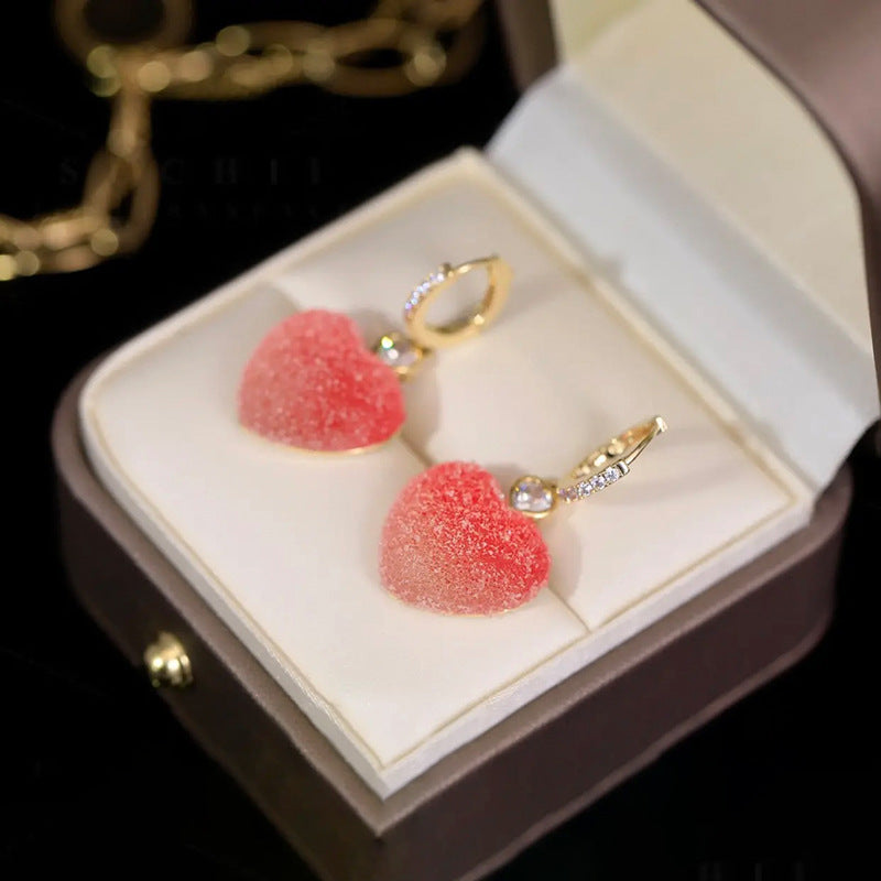 Geometric soft candy love zircon ear buckle
