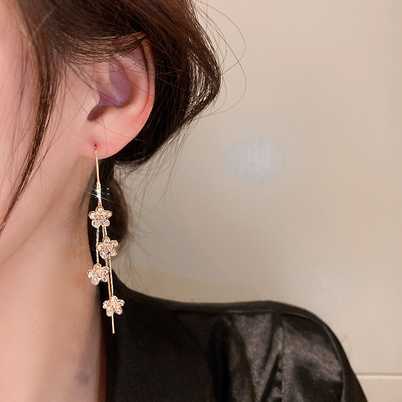 خط گوش منگوله بلند گل زیرکون