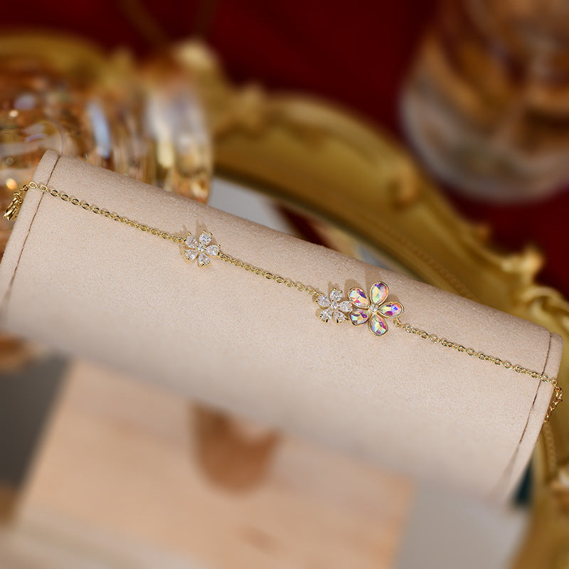 دستبند آرورا کریستال کامل الماس گل تازه